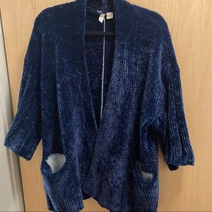 Anthropologie Moth Blue Lily Chenille Cardigan